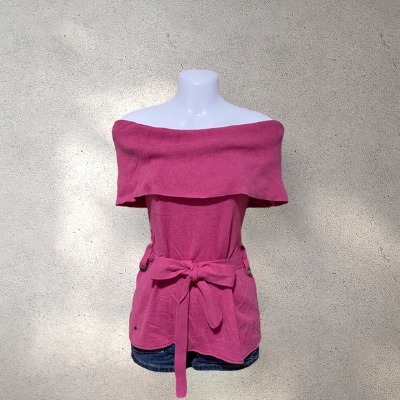 Converse Pink Off Shoulder Belted Top - Picture 1 of 4